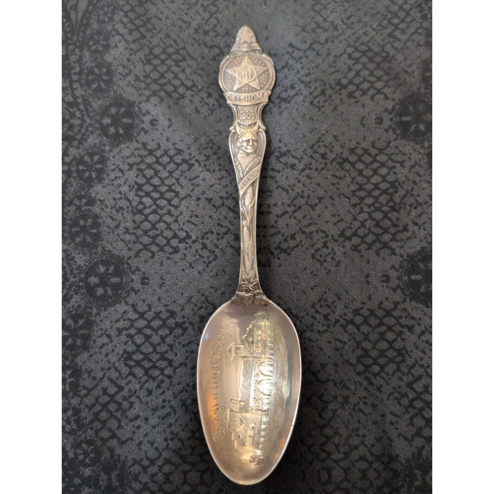 Rare Sterling Silver 1907 Oklahoma Statehood Geromino/Stanley/Granite School
